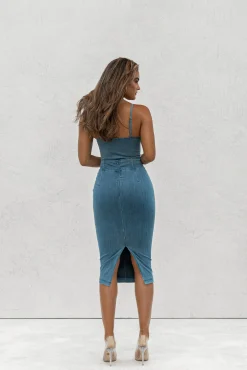 JLUXLABEL ANITA LONG DENIM SKIRT