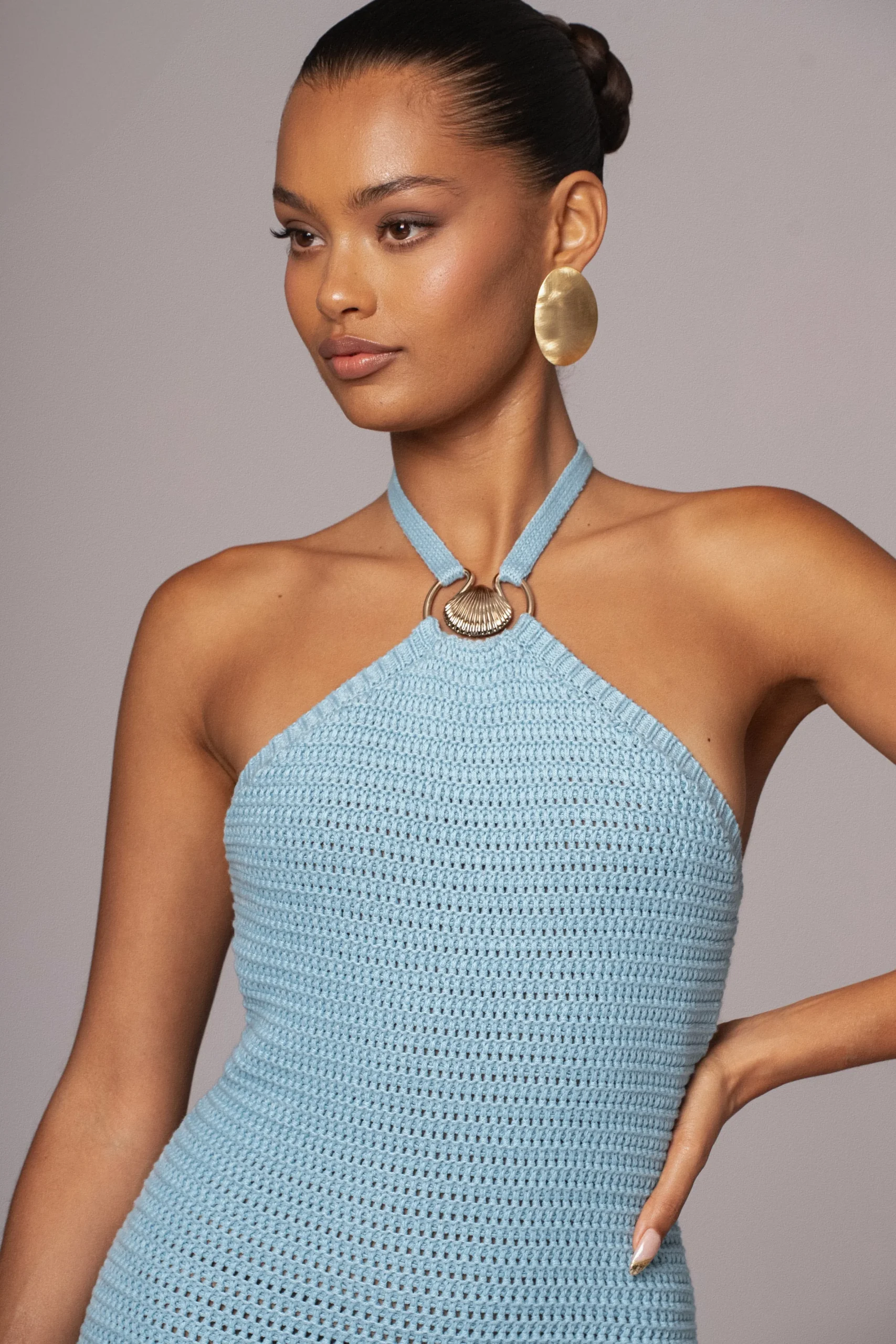 JLUXLABEL Aqua Overseas Halter Maxi Dress
