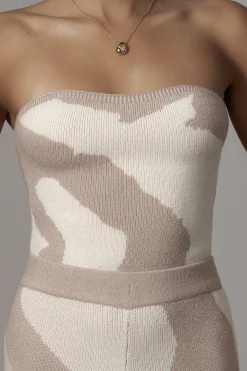 JLUXLABEL Beige Abstract Tropic Oasis Top
