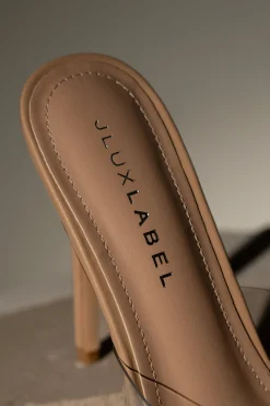 JLUXLABEL Beige Adora Clear Strap Heel