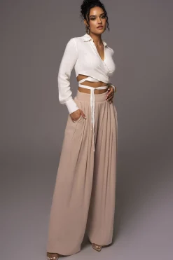 JLUXLABEL Beige After Sunset Pleated Pants