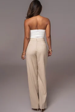 JLUXLABEL Beige Asymmetrical Draped Trousers