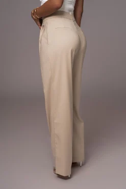JLUXLABEL Beige Asymmetrical Draped Trousers
