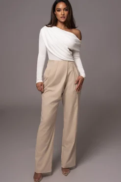 JLUXLABEL Beige Asymmetrical Draped Trousers