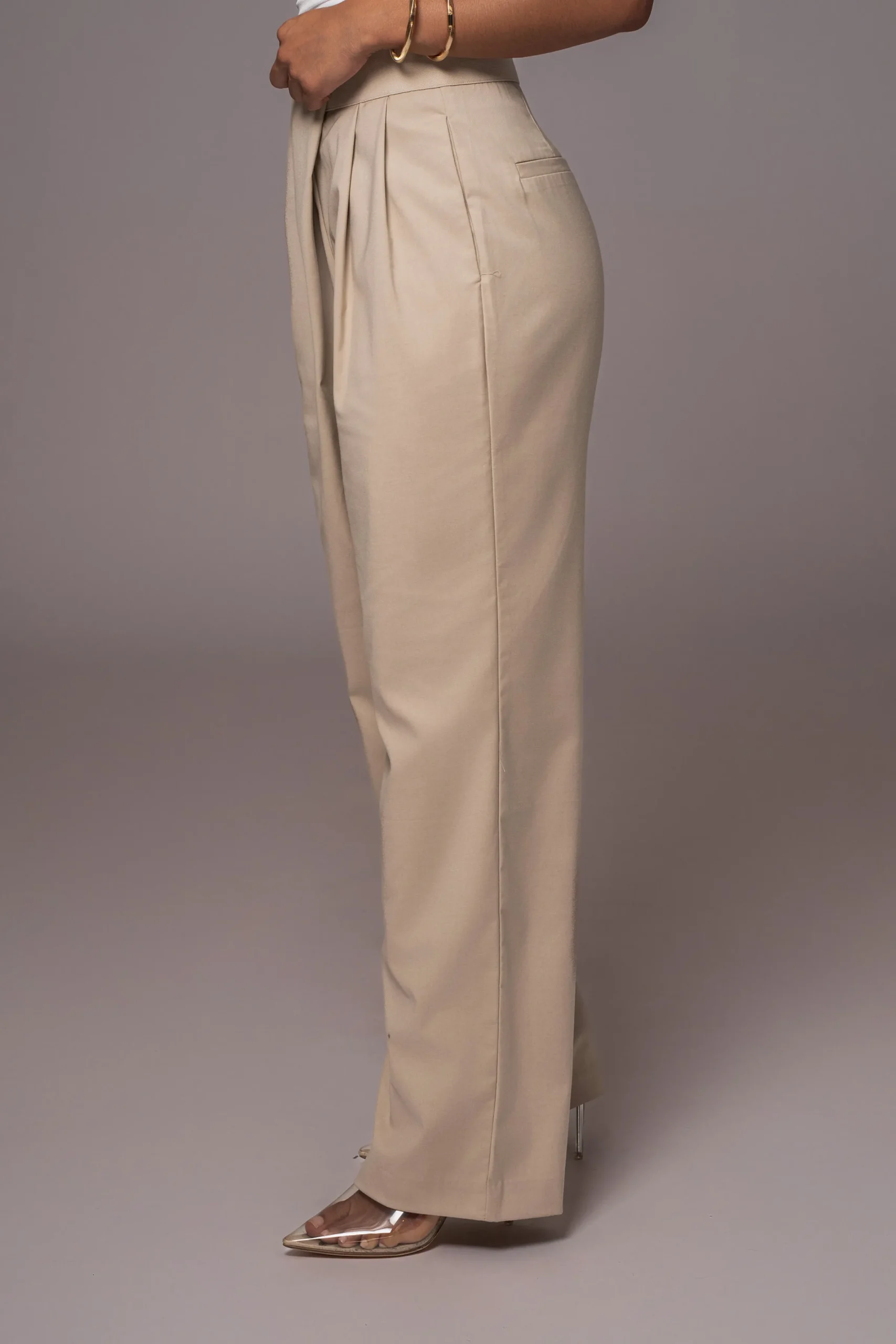 JLUXLABEL Beige Asymmetrical Draped Trousers