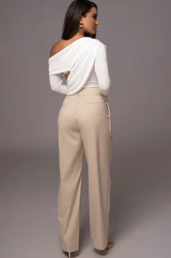 JLUXLABEL Beige Asymmetrical Draped Trousers