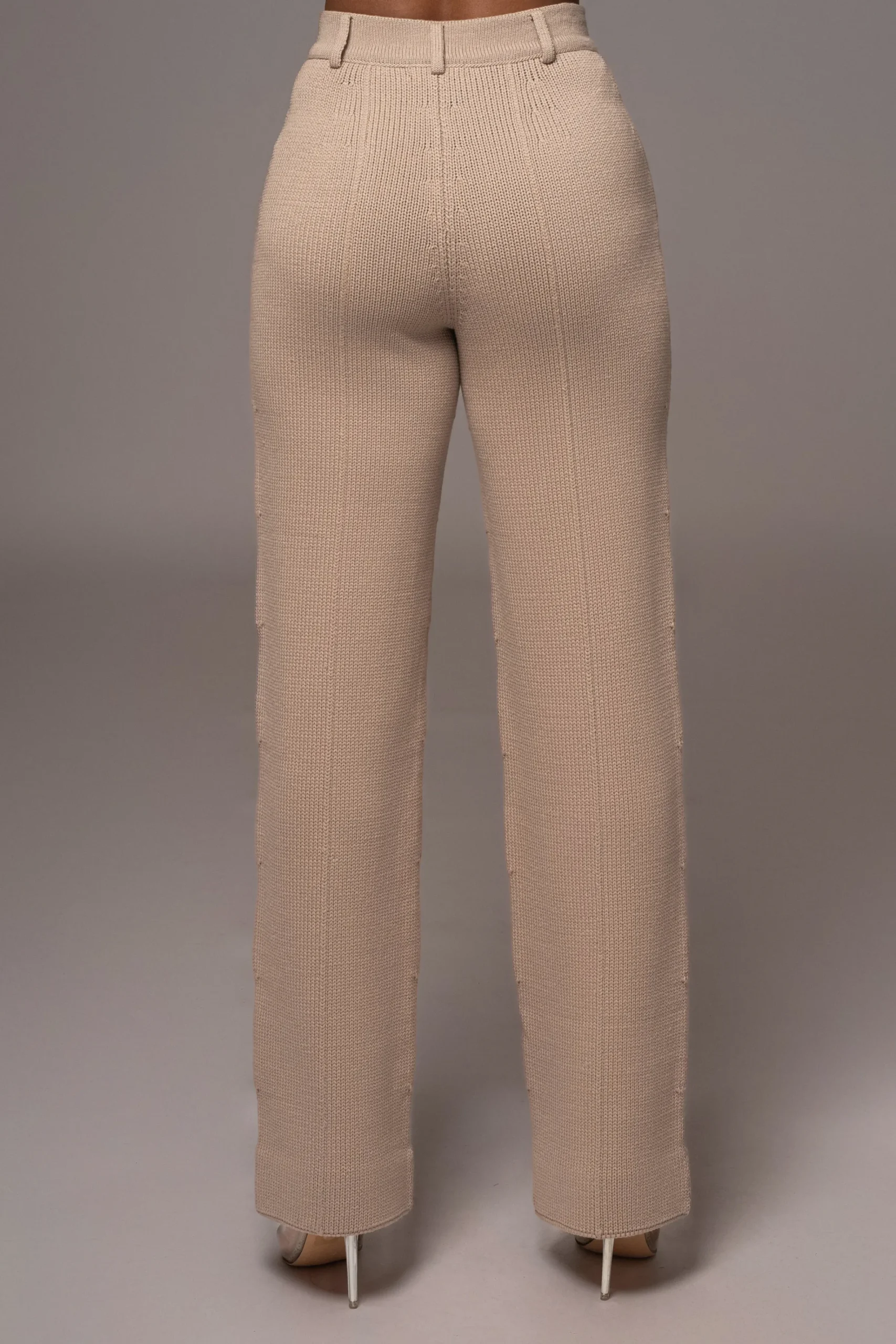 JLUXLABEL Beige Back In Business Knit Trousers