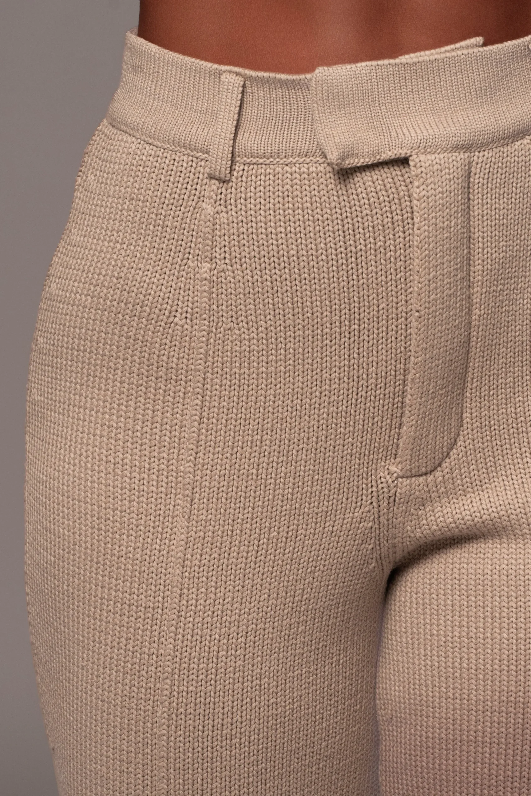 JLUXLABEL Beige Back In Business Knit Trousers
