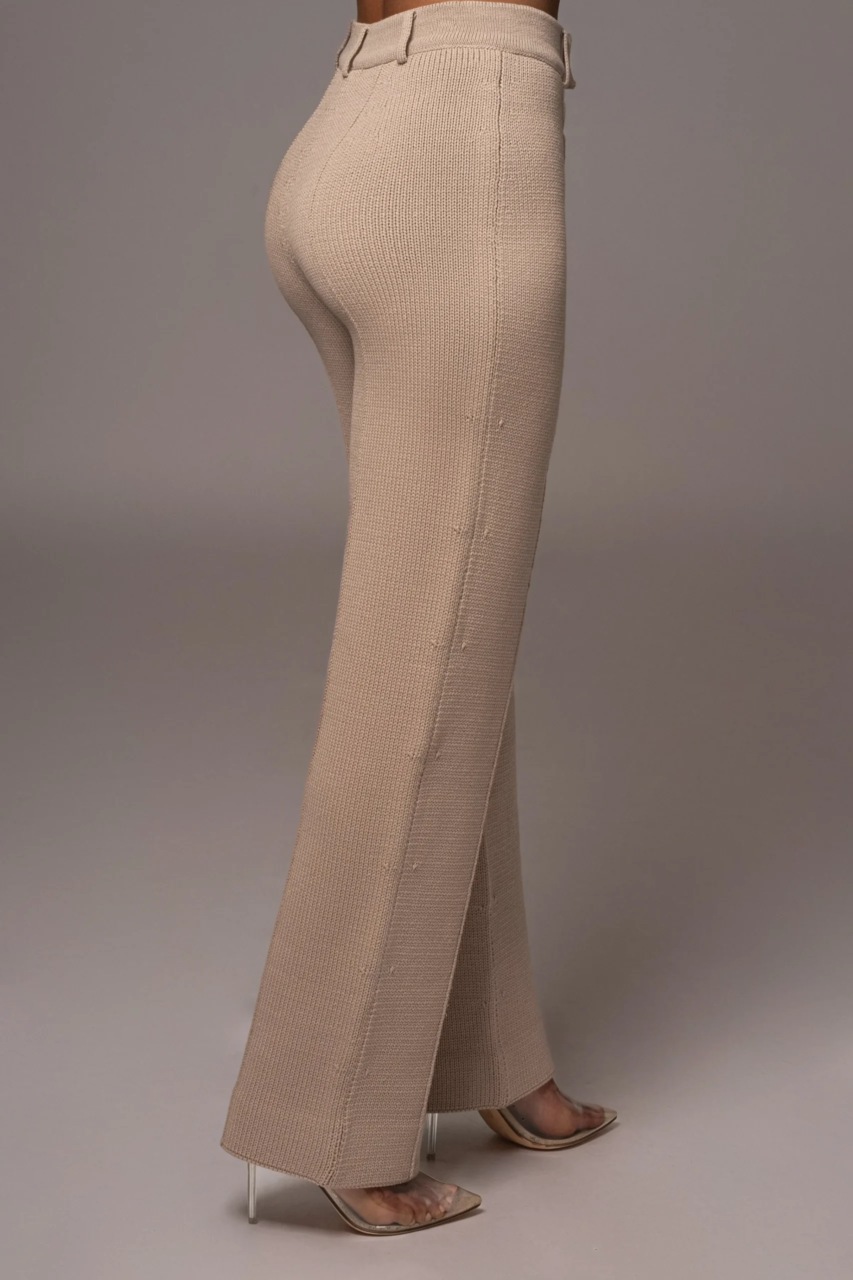 JLUXLABEL Beige Back In Business Knit Trousers
