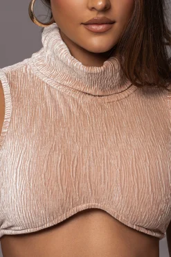 JLUXLABEL Beige Chosen One Velvet Skirt Set