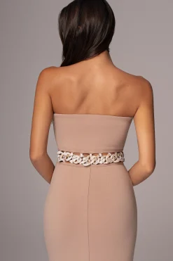 JLUXLABEL Beige Clarisse One Shoulder Dress