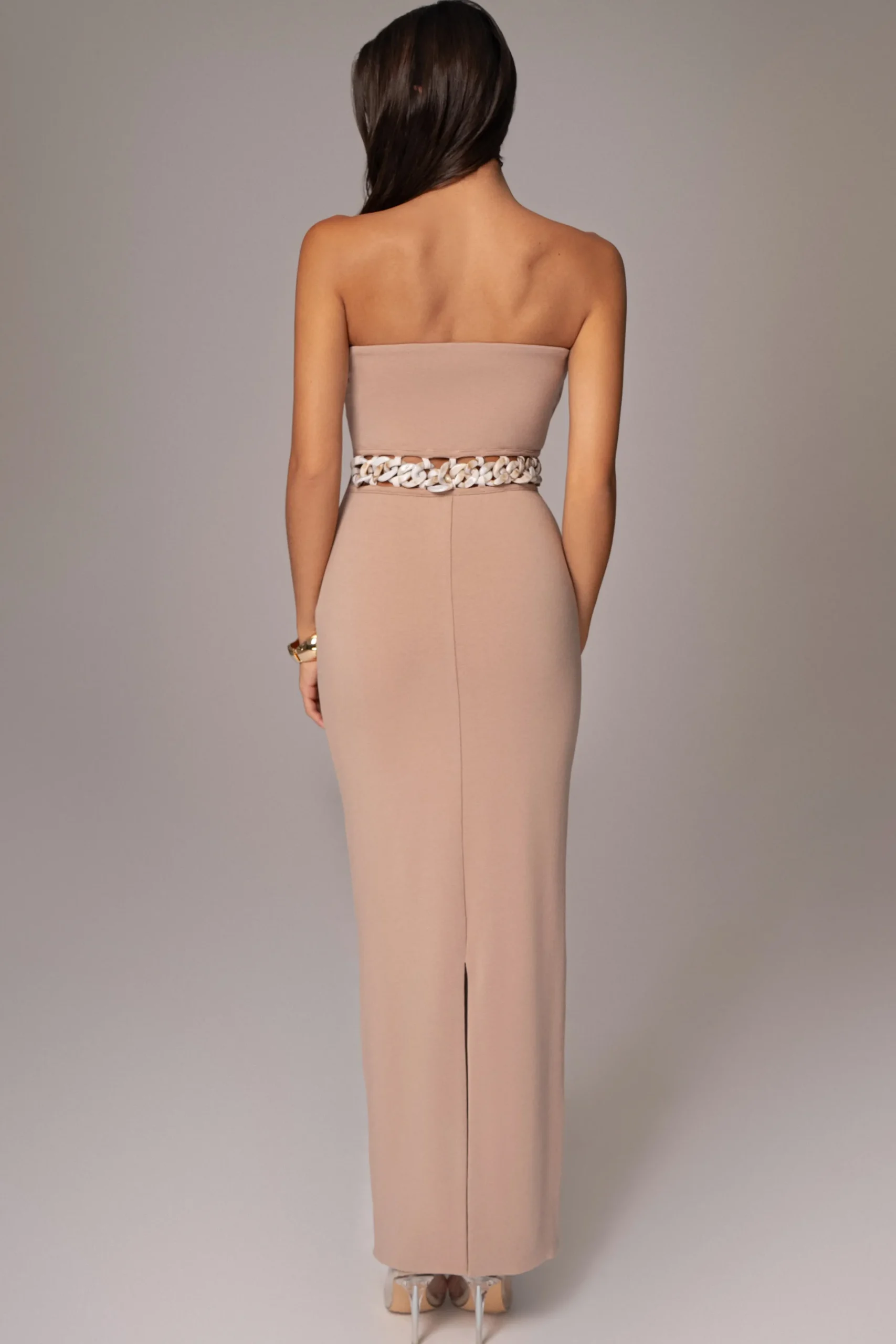 JLUXLABEL Beige Clarisse One Shoulder Dress