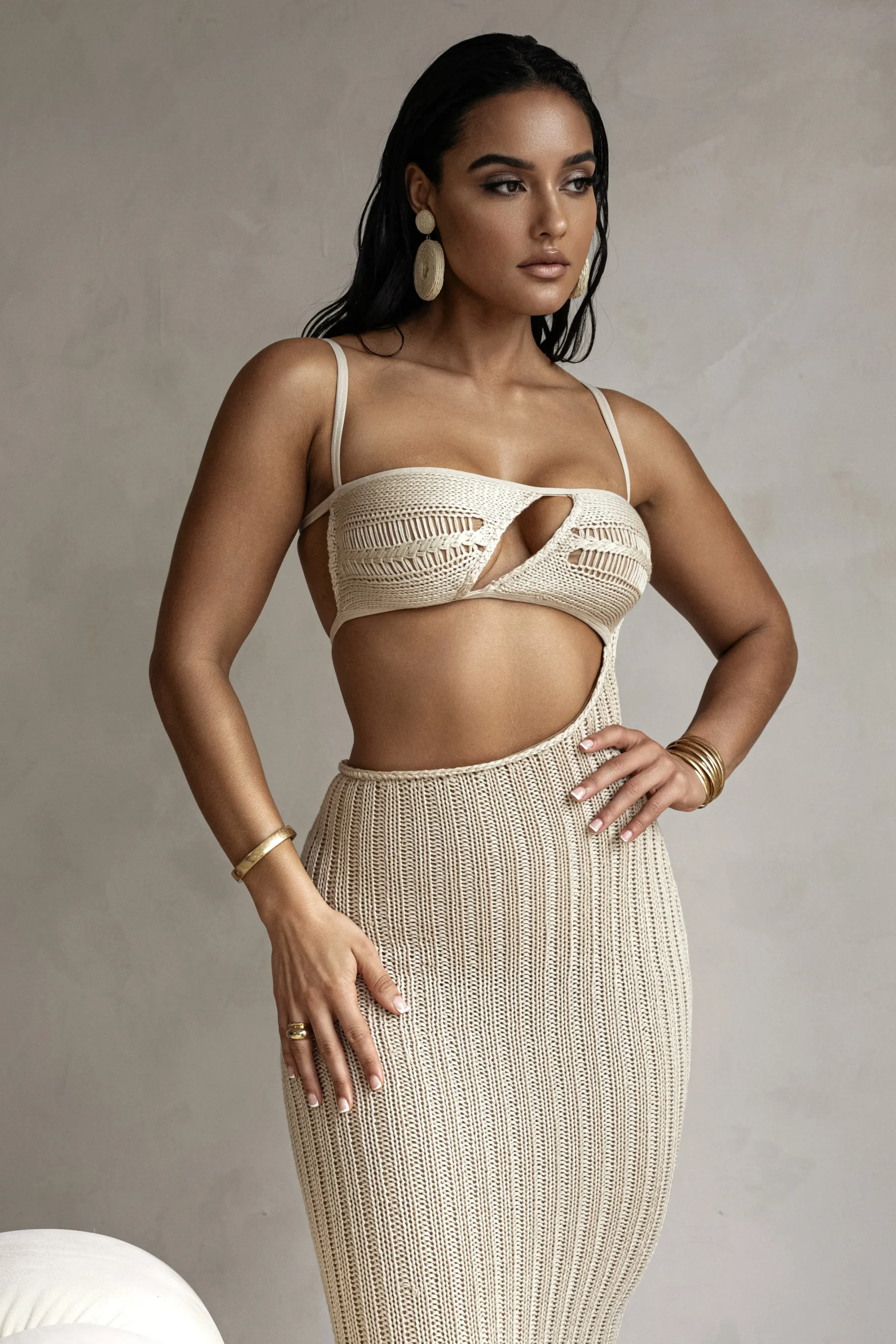 JLUXLABEL Beige Coastal Escape Dress