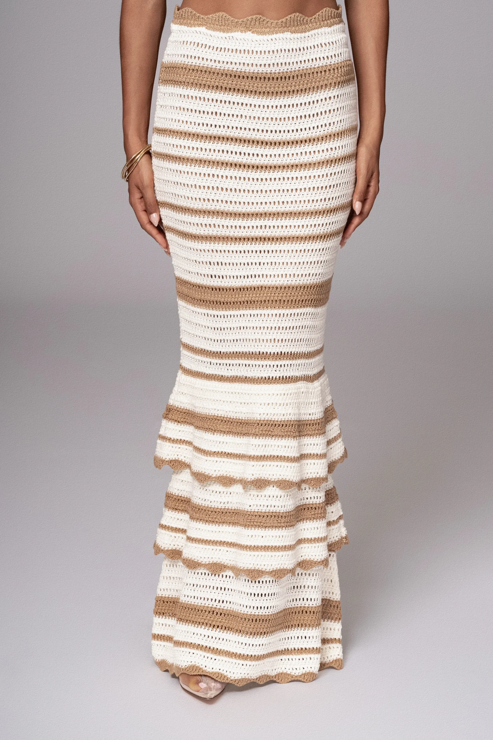 JLUXLABEL Beige Corazon Ruffle Skirt Set
