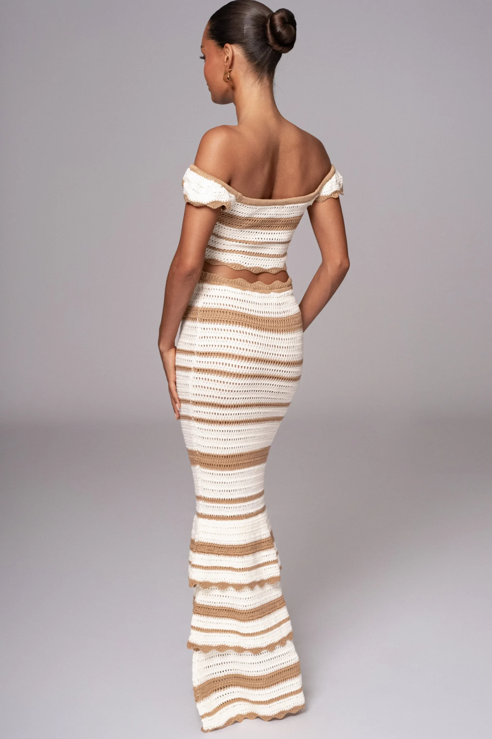 JLUXLABEL Beige Corazon Ruffle Skirt Set