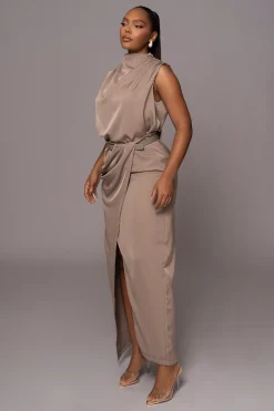 JLUXLABEL Beige Desiree Mock Neck Top