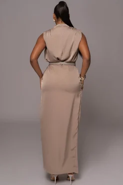 JLUXLABEL Beige Desiree Mock Neck Top