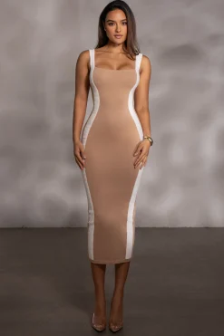 JLUXLABEL Beige Donna Knit Midi Dress