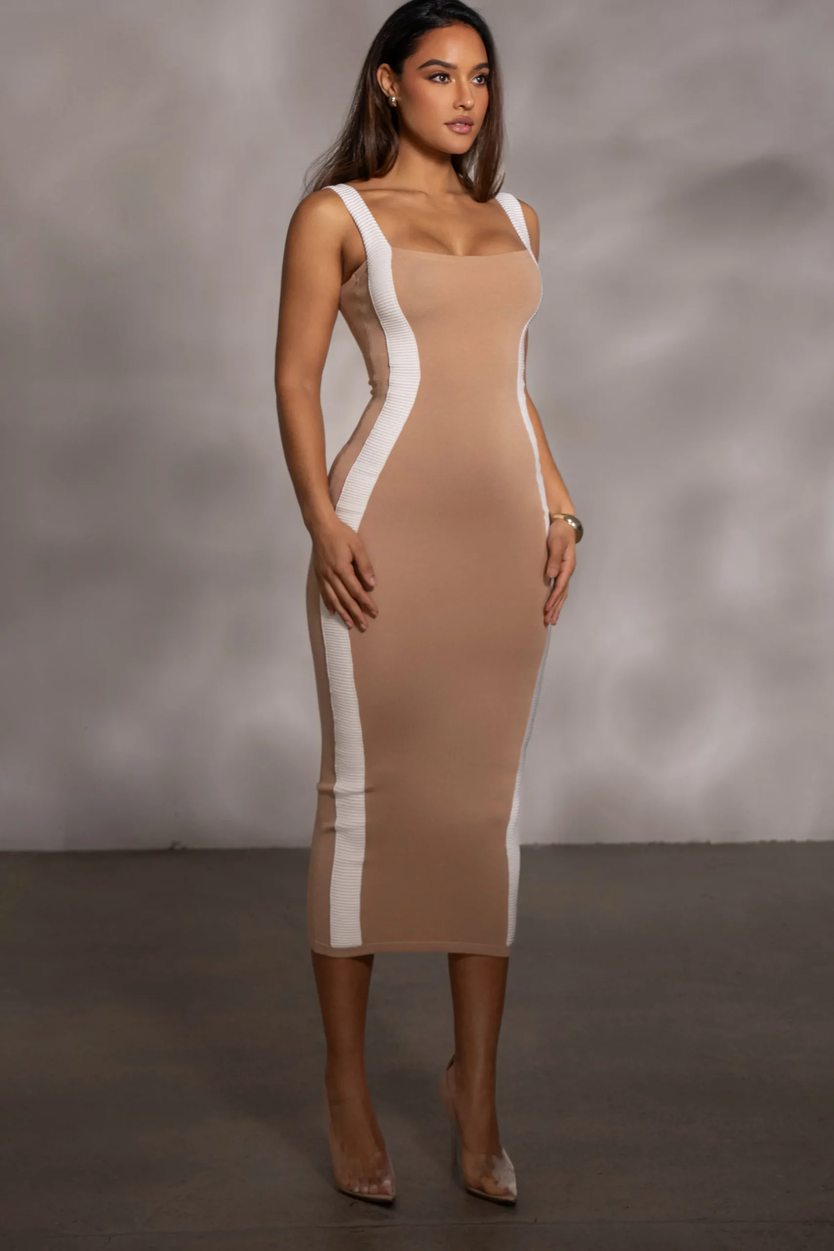JLUXLABEL Beige Donna Knit Midi Dress