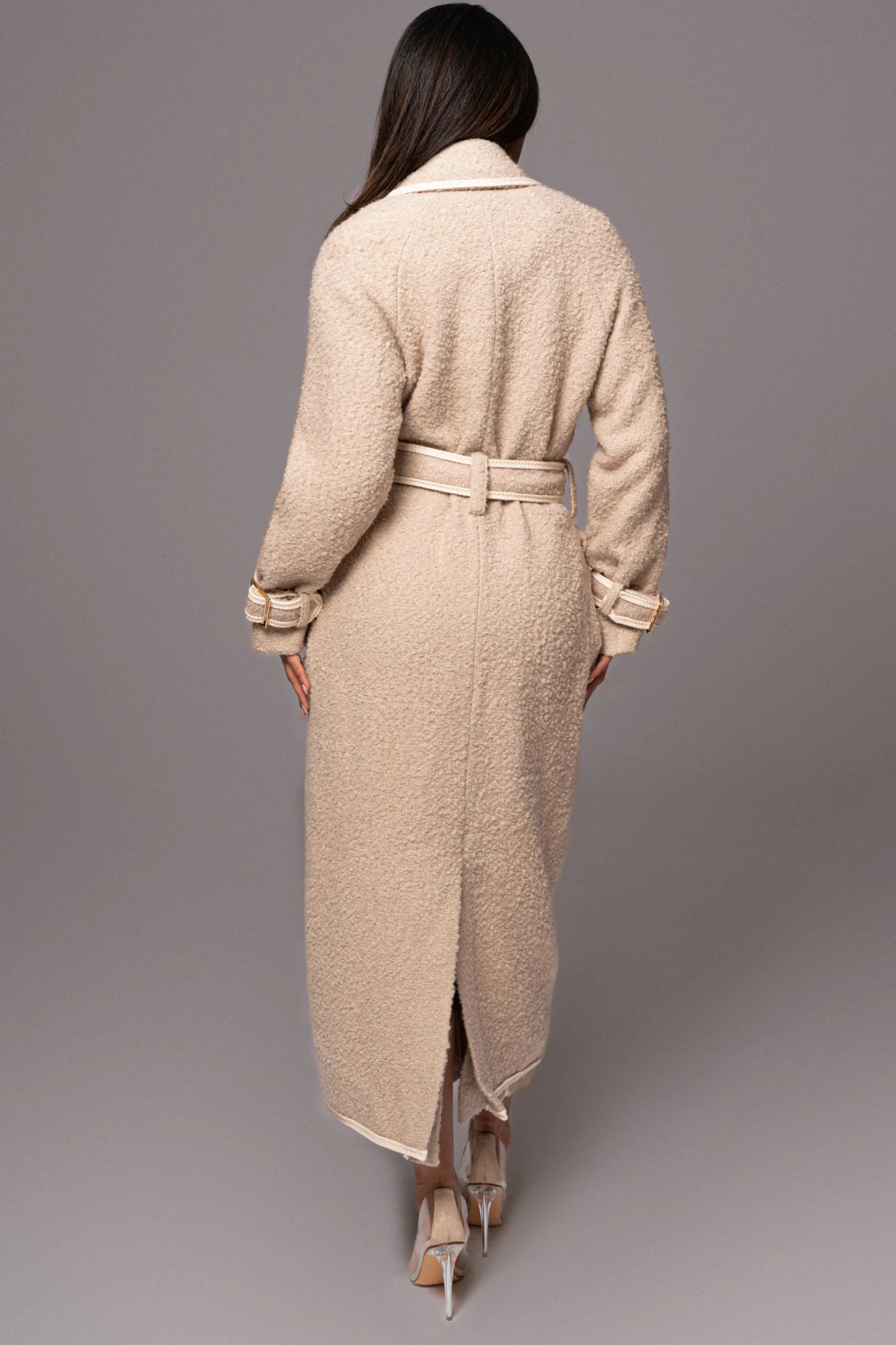 JLUXLABEL Beige Fit For Success Boucle Coat