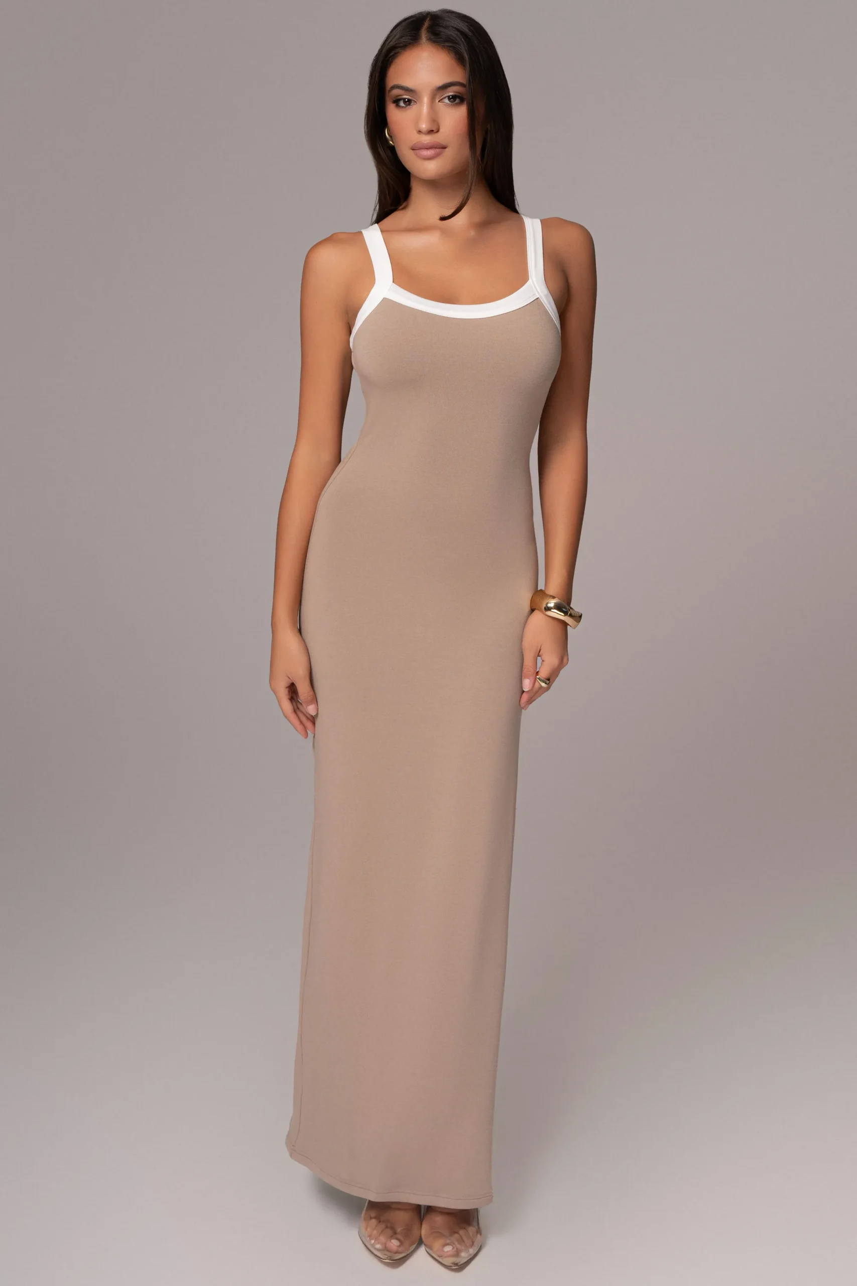 JLUXLABEL Beige Francesca Contrast Maxi Dress