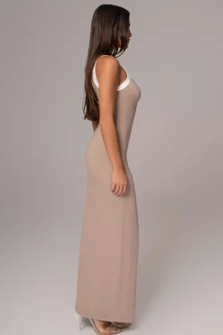 JLUXLABEL Beige Francesca Contrast Maxi Dress