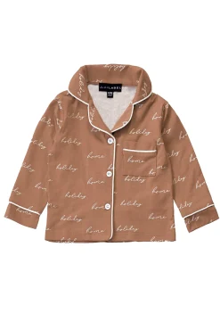 Kids JLUXLABEL Beige Home For The Holidays Kids Pajama Set