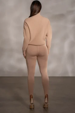 JLUXLABEL Beige Jenni Turtleneck Sweater Top