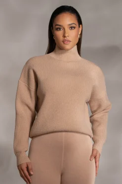 JLUXLABEL Beige Jenni Turtleneck Sweater Top