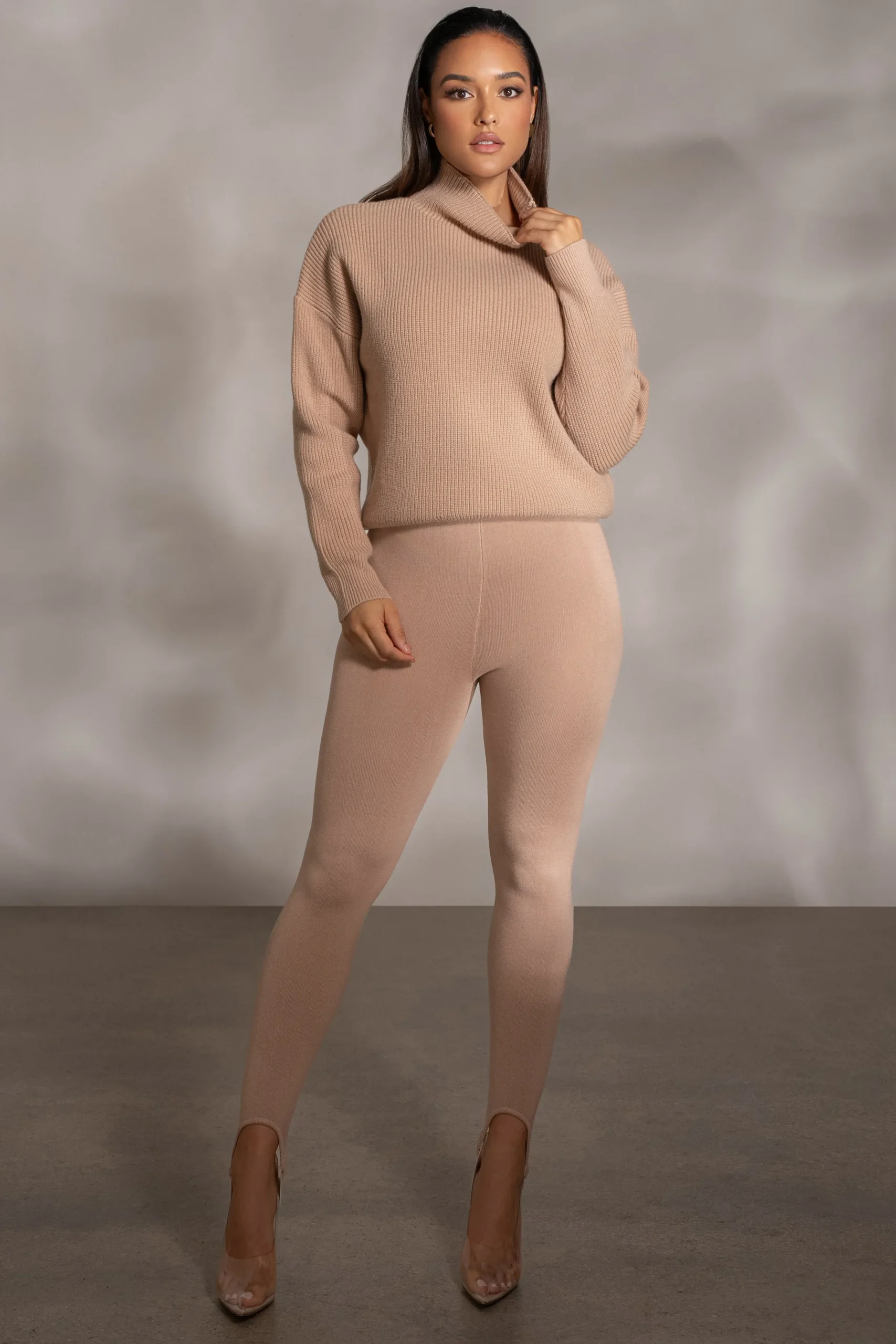 JLUXLABEL Beige Jenni Turtleneck Sweater Top