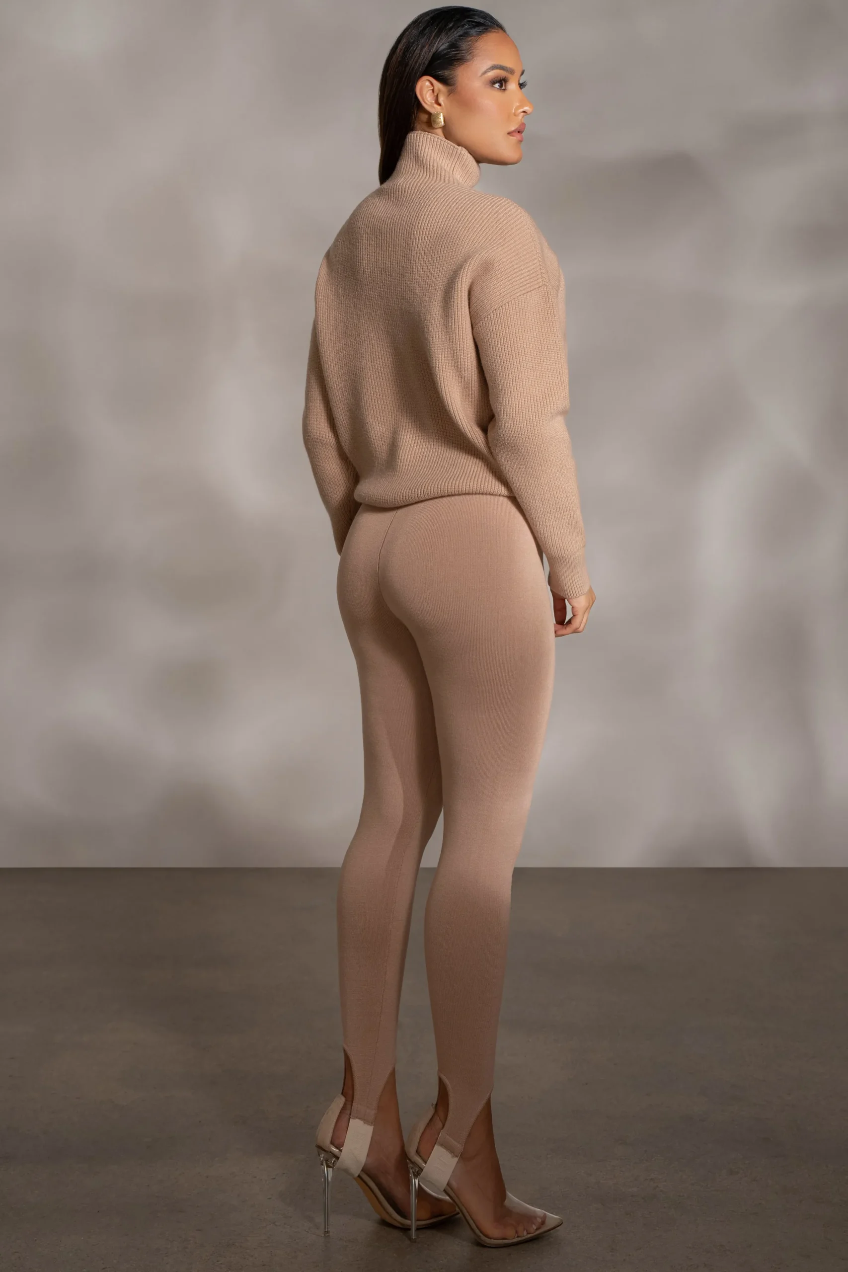 JLUXLABEL Beige Jenni Turtleneck Sweater Top
