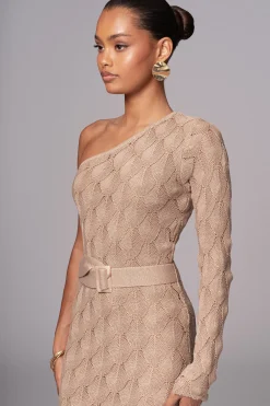 JLUXLABEL Beige La Costa One Shoulder Dress
