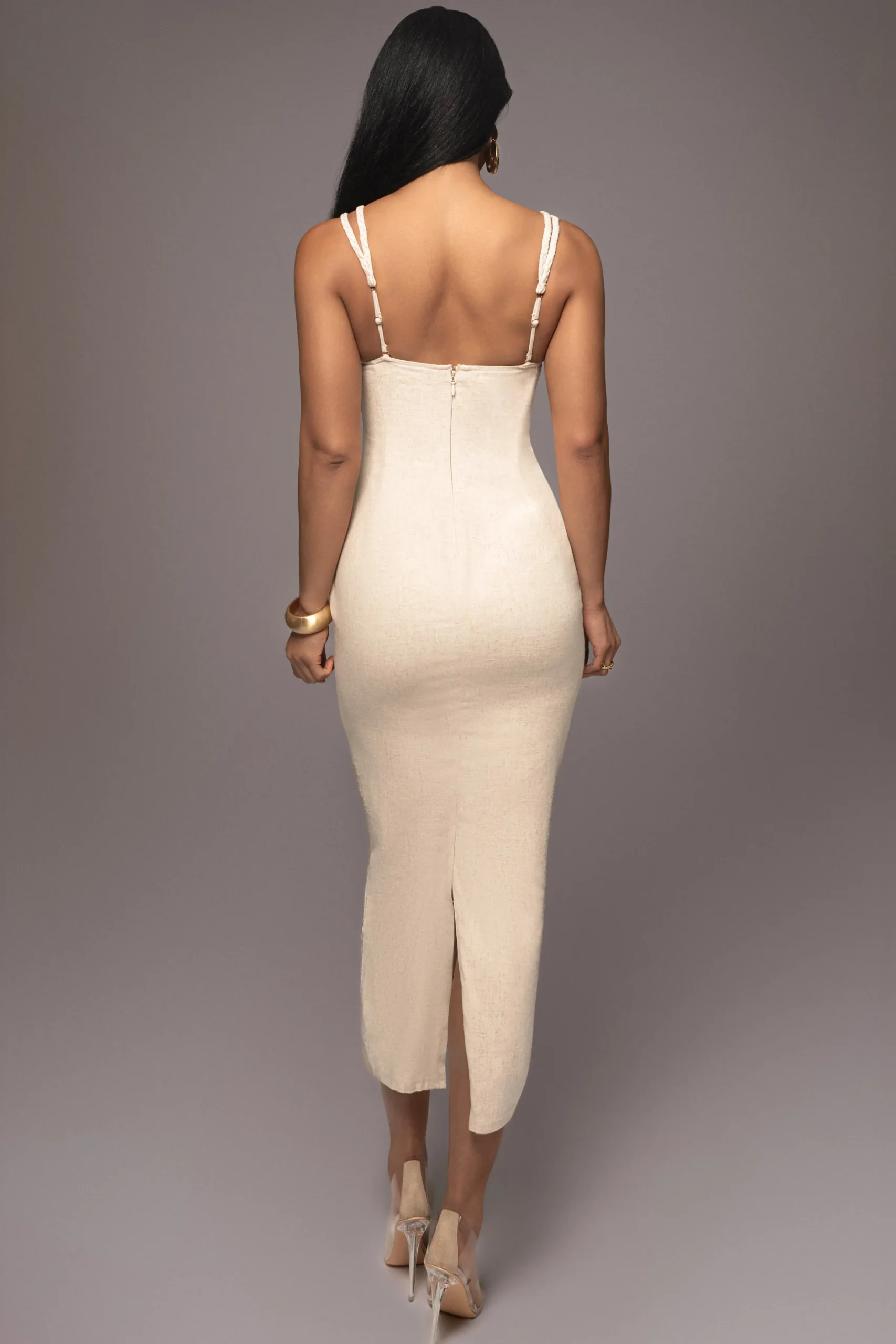 JLUXLABEL Beige Linen Visions Of You Dress