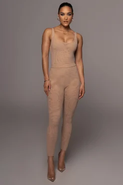 JLUXLABEL Beige Mesh Essentials Tank Bodysuit Undergarment