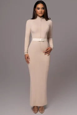 JLUXLABEL Beige Movement Mock Maxi Dress
