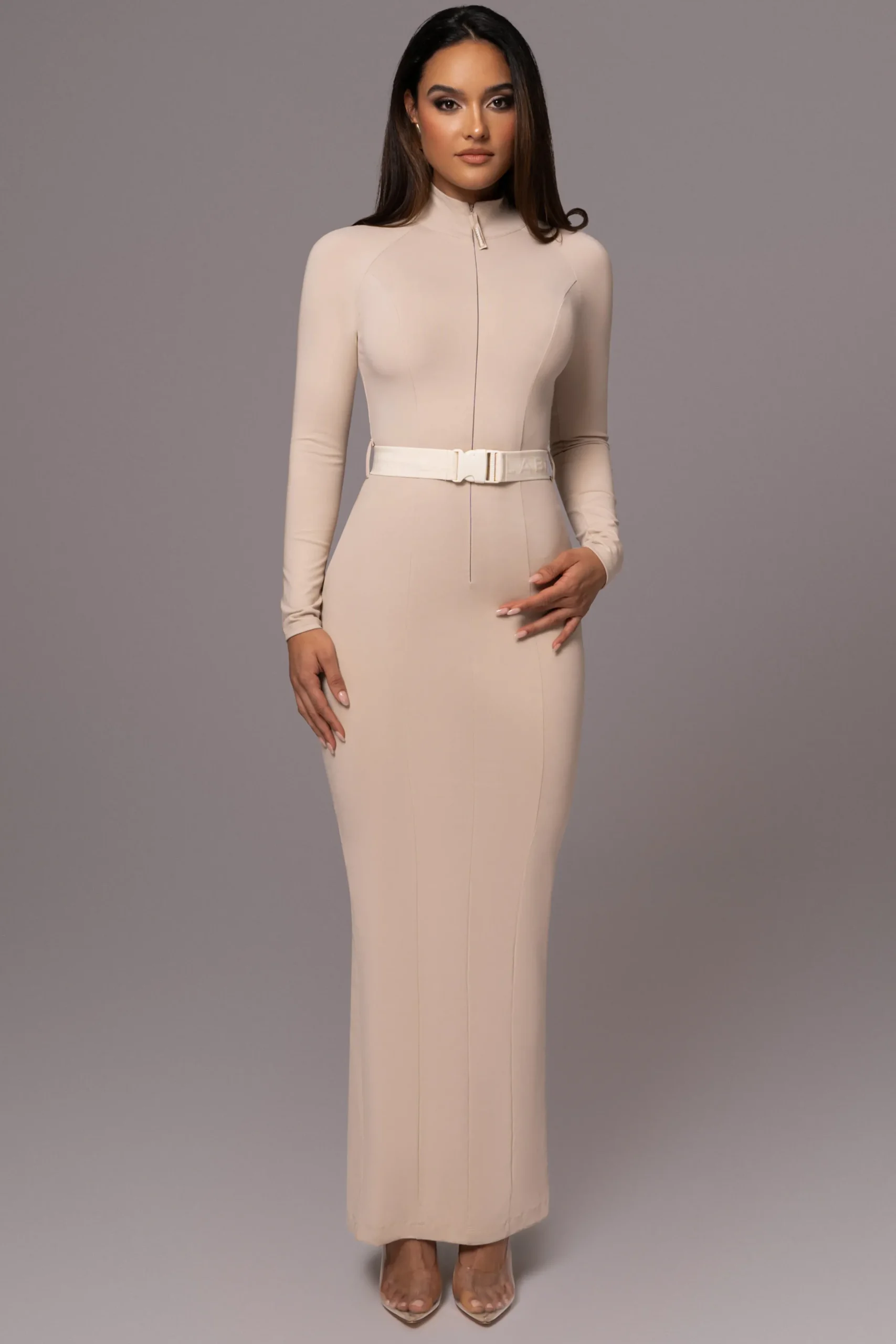 JLUXLABEL Beige Movement Mock Maxi Dress