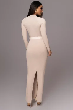 JLUXLABEL Beige Movement Mock Maxi Dress