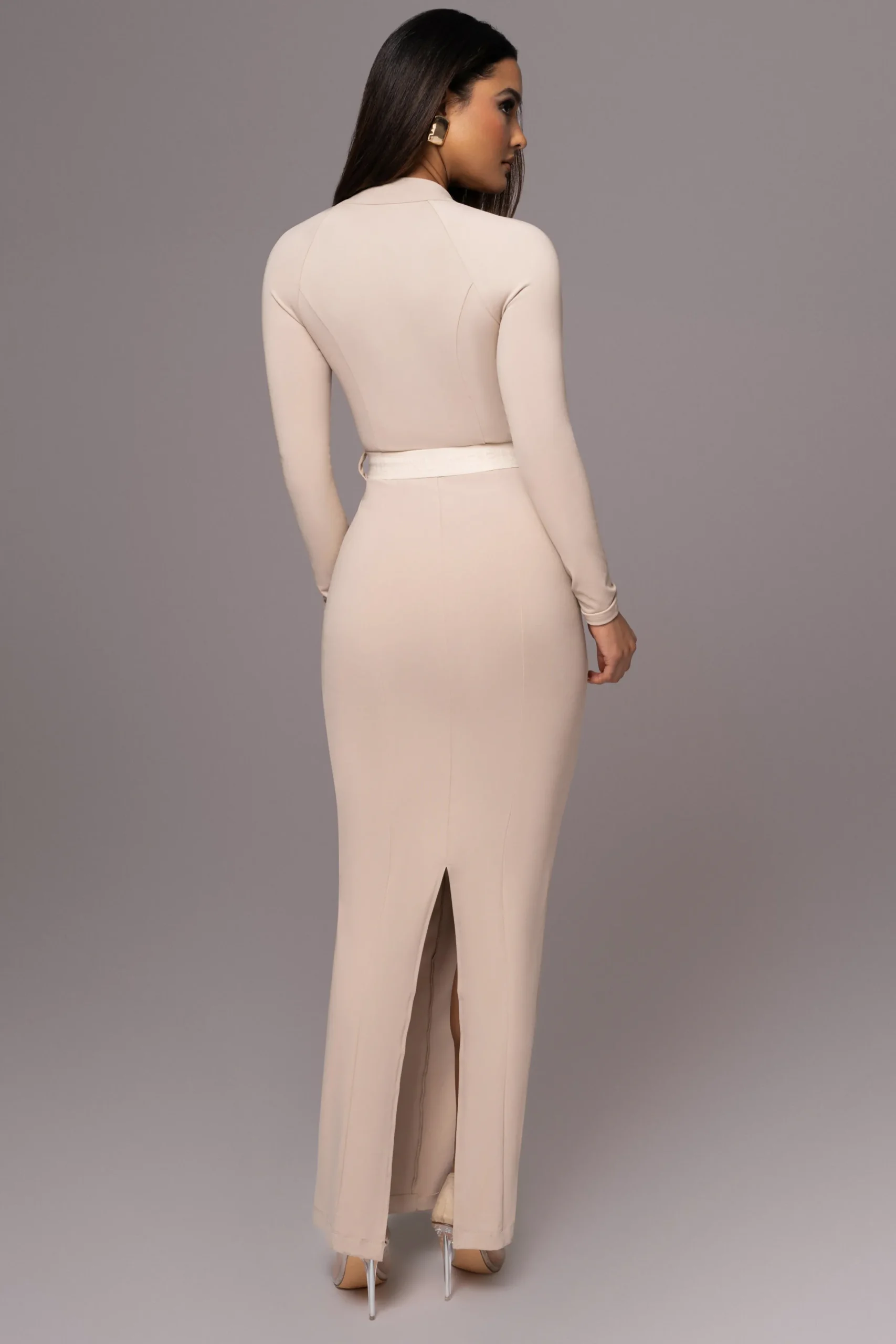 JLUXLABEL Beige Movement Mock Maxi Dress