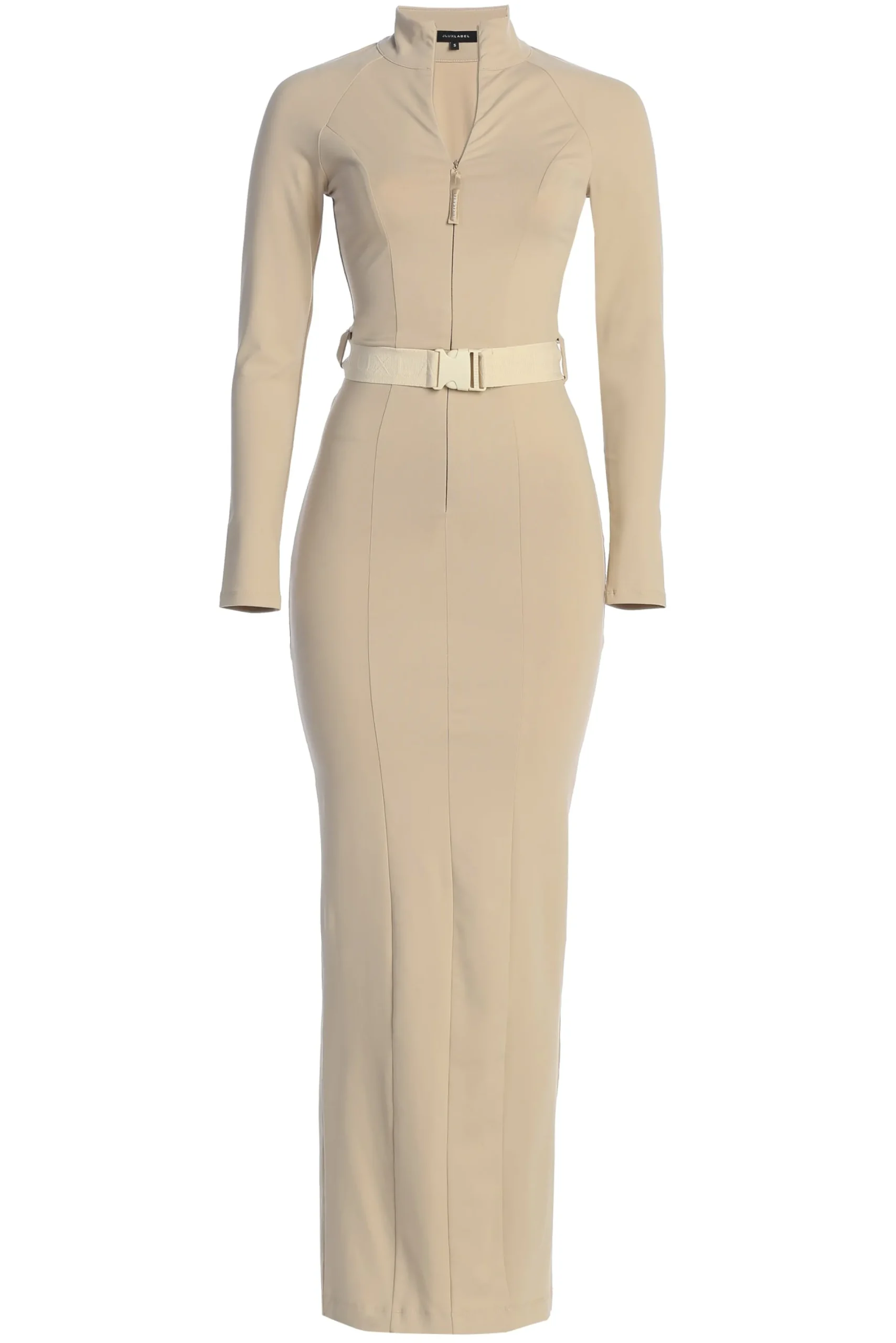 JLUXLABEL Beige Movement Mock Maxi Dress