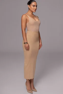 JLUXLABEL Beige Phoenix Suede Skirt