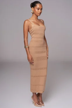 JLUXLABEL Beige Sandy Shores Knit Midi Dress