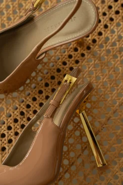 JLUXLABEL Beige Slingback Pointed Toe Pumps