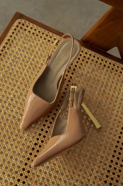 JLUXLABEL Beige Slingback Pointed Toe Pumps