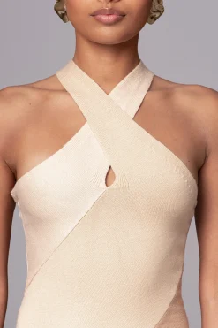 JLUXLABEL Beige Steph Halter Maxi Dress