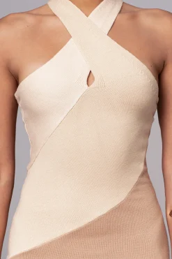 JLUXLABEL Beige Steph Halter Maxi Dress