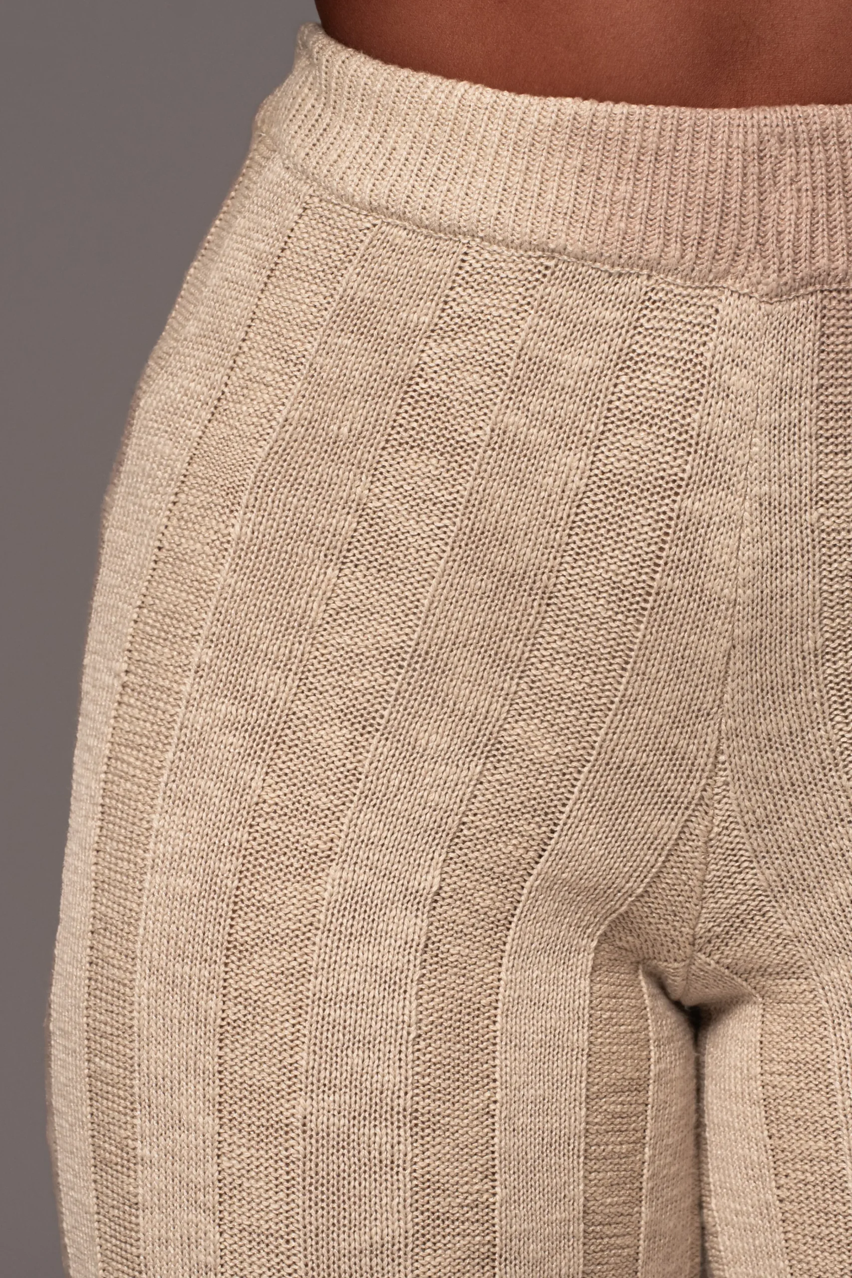 JLUXLABEL Beige Take A Chance Ribbed Pant Set