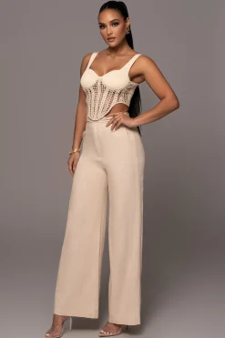 JLUXLABEL Beige Waverly Linen Trousers