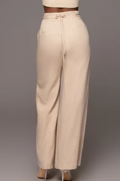 JLUXLABEL Beige Waverly Linen Trousers