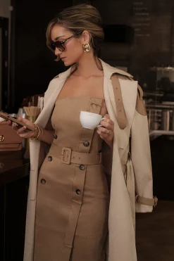 JLUXLABEL Beige Xena Suede Maxi Dress