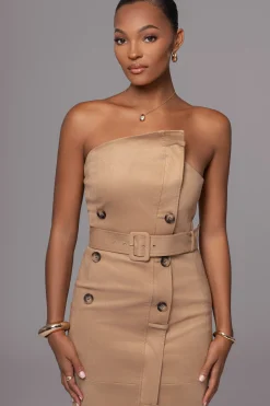 JLUXLABEL Beige Xena Suede Maxi Dress